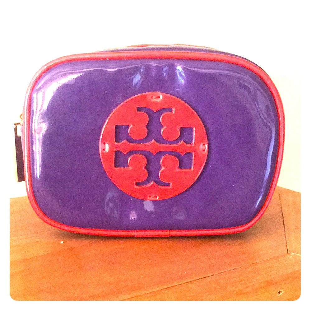 Tory Burch small cosmetic bag- purple and red.